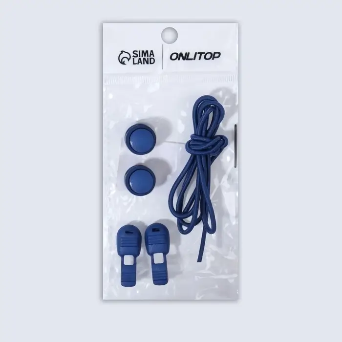 Шнурки для обуви, пара, круглые, с фиксатором, эластичные, d=3 мм, 100 см, синие