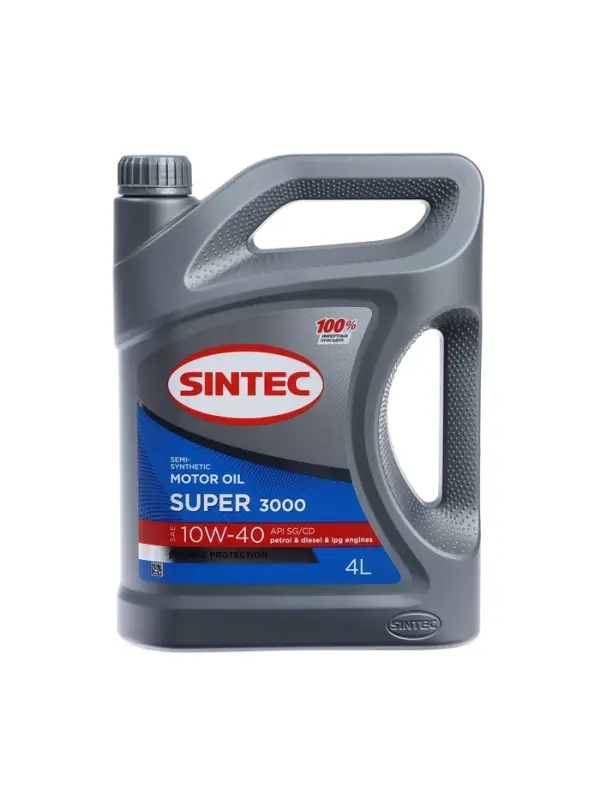 Масло моторное Sintec Super 3000 10W-40, SG/CD, п/синтетическое, 4 л 600240