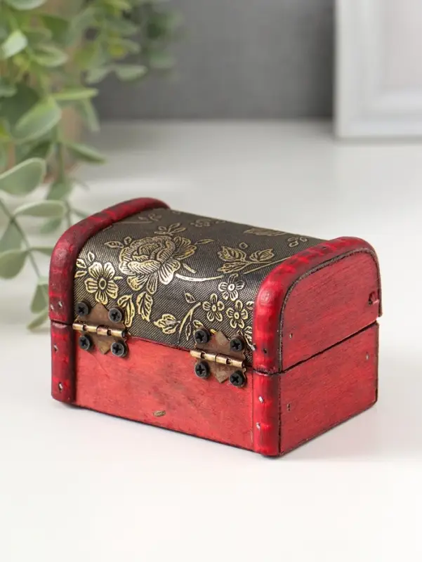 Шкатулка для украшений &laquo;Сундучок. Незабудки&raquo;, дерево, 6&times;5.8&times;8.4 см