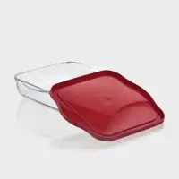 Форма для запекания Paşabah&ccedil;e Borcam, 2 л, 25.6&times;22 см, с крышкой, квадратная, жаропрочное стекло, прозрачная