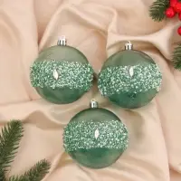 Ёлочные игрушки &laquo;Эйдонс&raquo;, шары новогодние, набор d=8 см, 3 шт., зелёный