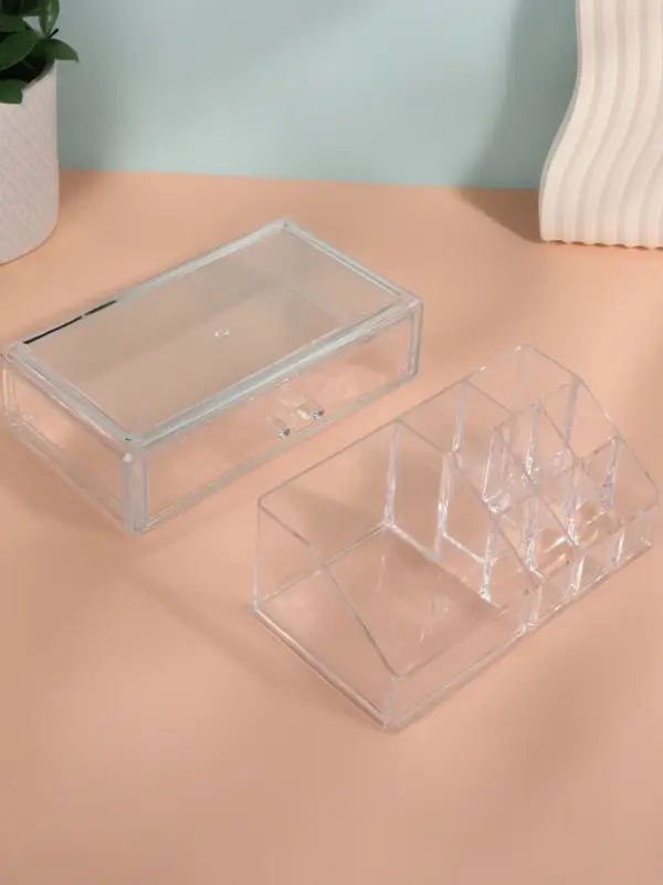 Органайзер для хранения косметики, 9 секций, с выдвижным ящиком, 18.5&times;10&times;11.5 см, прозрачный