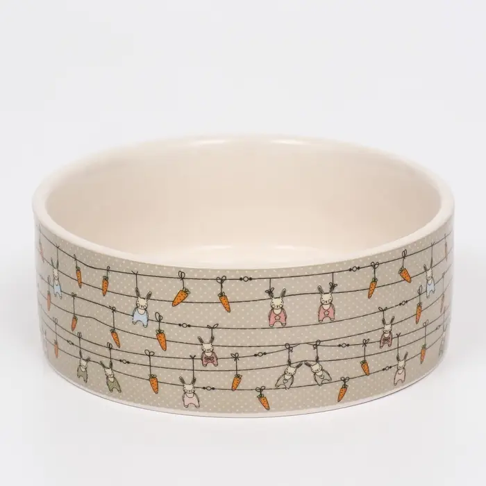 Миска &laquo;Кроличьи игрушки&raquo;, 300 мл, 11.5&times;5 см, керамика, бело-серая