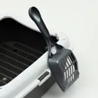 Туалет для кошек &laquo;Сима&raquo;FIX, 30&times;39&times;13.5 см, с бортом, сеткой и совком, пластик, серый, совок МИКС