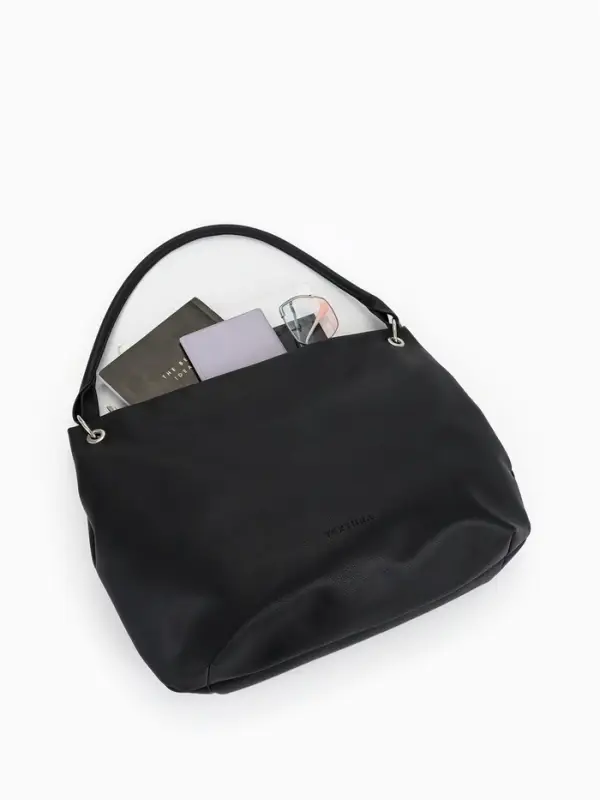 Сумка - мешок женская TEXTURA, на молнии, 36&times;10&times;28 см, чёрная