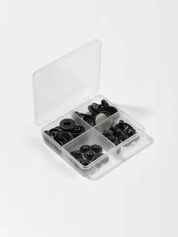 Кнопки установочные TEIRA, Альфа (S-образные), d=15 мм, 10 шт., в пластиковом боксе, цвет чёрный никель