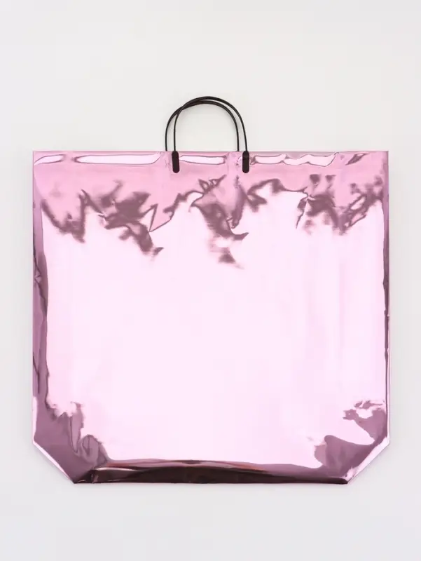 Пакет подарочный ПВХ, голография, розовый, пластиковая ручка, 50&times;42&times;12 см