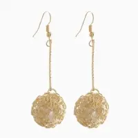 Серьги висячие &laquo;Шар плетёный&raquo;, белые в золоте, 6.5 см