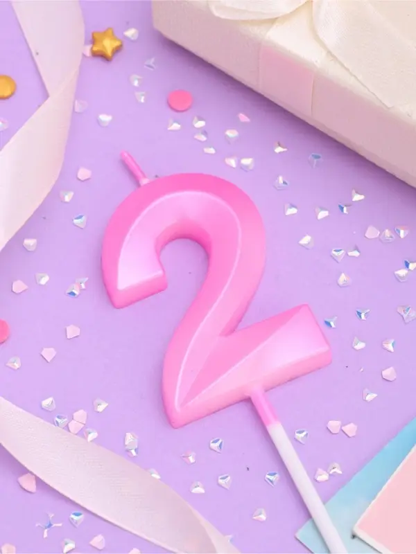 Свеча в торт на шпажке «Грань», цифра 2, 5 см, розовая Свеча в торт на шпажке «Грань», цифра 2, 5 см, розовая