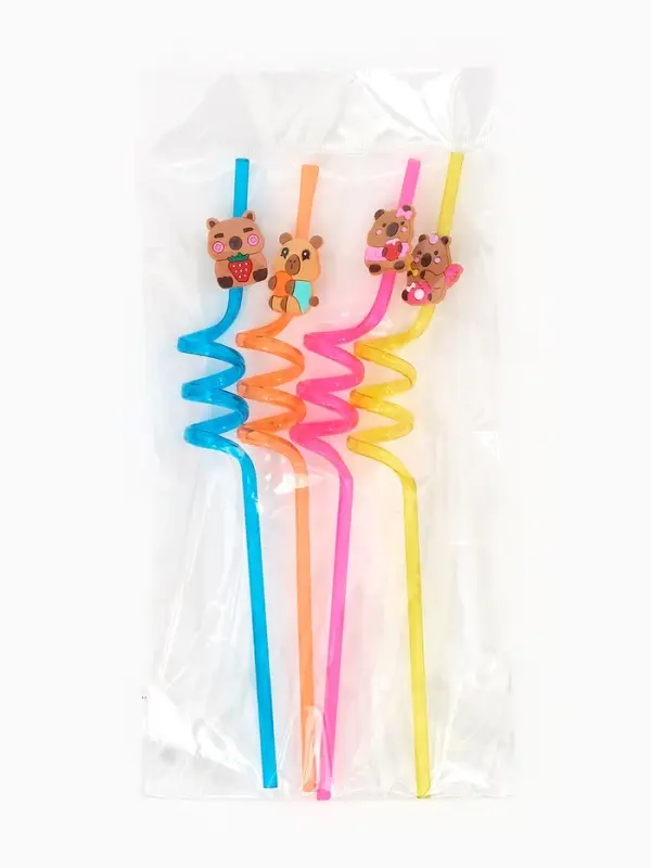 Трубочки для коктейля "Капибары" набор 4 шт