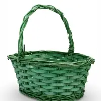 Корзина плетеная ива 28 х 20 х 11 см ручка 14 см, зеленый
