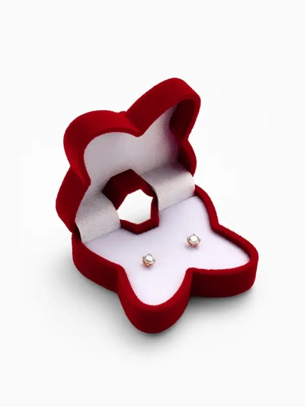 Футляр под серьги, кольцо &laquo;Бабочка&raquo;, бархатный, 5&times;5.5 см, красный