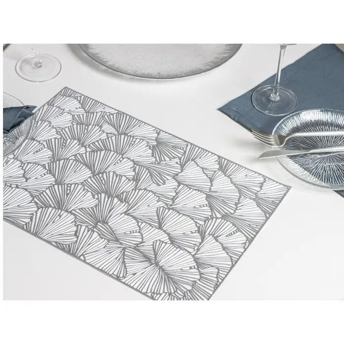 Салфетки сервировочные на стол Доляна &laquo;Веер&raquo;, 4 шт., 30&times;45 см, серебряные