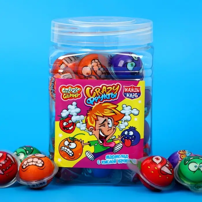 Мармелад с кислой начинкой «Crazy Фрукты», ассорти, 10 г Мармелад с кислой начинкой «Crazy Фрукты», ассорти, 10 г