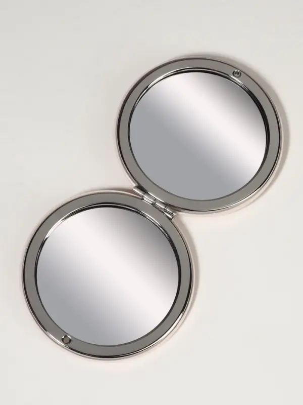 Зеркало складное CUTIE, d=7 см, с увеличением х2, искусственная кожа, бежевое