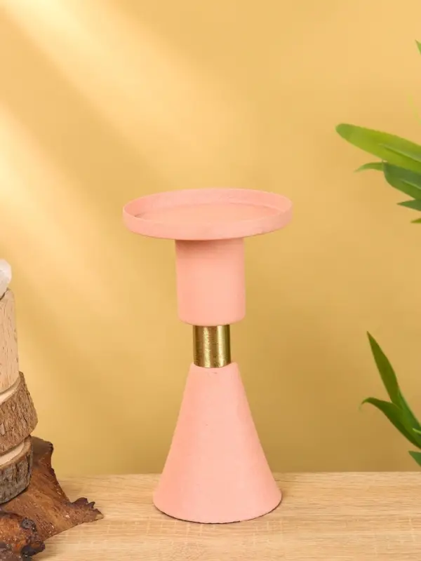 Подсвечник на 1 свечу текстурный "Пудровый" 10,5х10,5х19,5 см