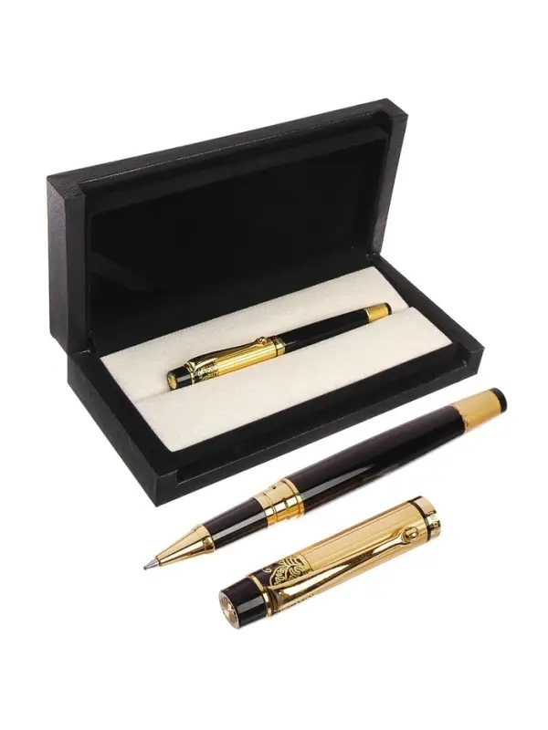 Ручка подарочная Calligrata, шариковая, в футляре кожзам, корпус чёрный с золотым
