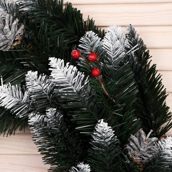 Новогодний венок  Новогодний венок "Интерьерный белоснежный"шишка серебро + ягода 50 см