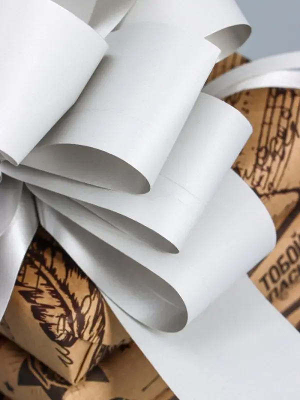 Подарочный бант - шар №4.5, серебро, для упаковки подарков