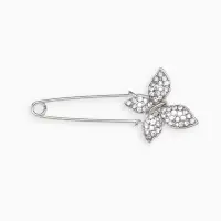 Булавка &laquo;Бабочка&raquo;, 5 см, белая в серебре