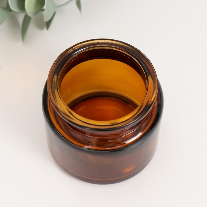 Банка для свечей стекло с пробкой Банка для свечей стекло с пробкой "Коричневая" 100 мл 6,5х6,5х6,5 см