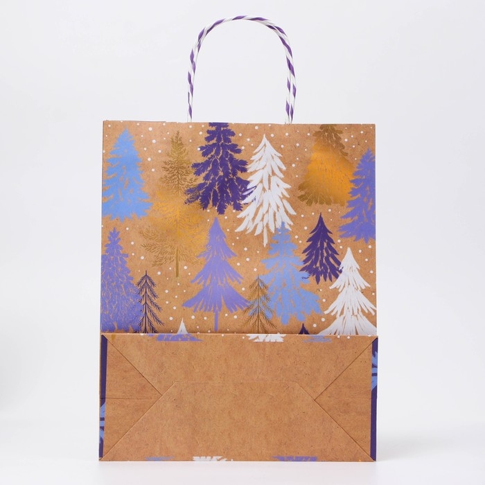 Новый год. Пакет бумажный подарочный новогодний крафт Новый год. Пакет бумажный подарочный новогодний крафт "Волшебного нового года", с тиснением, 18 х 22,3 х10 см.