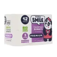 Туалетная бумага SMILE со втулкой, классика, 3 слоя, 12 рулонов