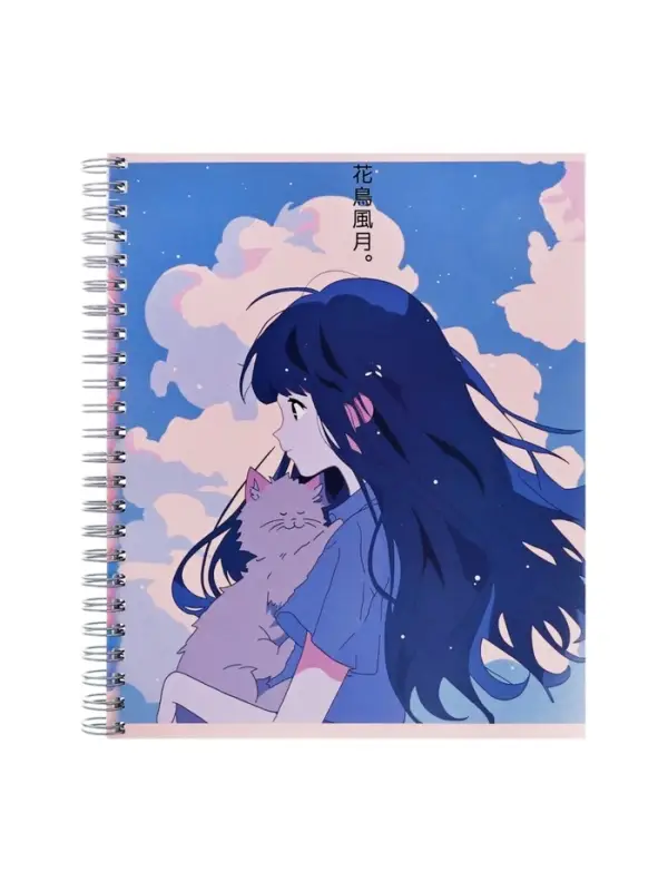 Набор тетрадей Calligrata &laquo;Аниме. Девочка с котом&raquo;, 3 штуки, 96 листов, на гребне, обложка из мелованного картона