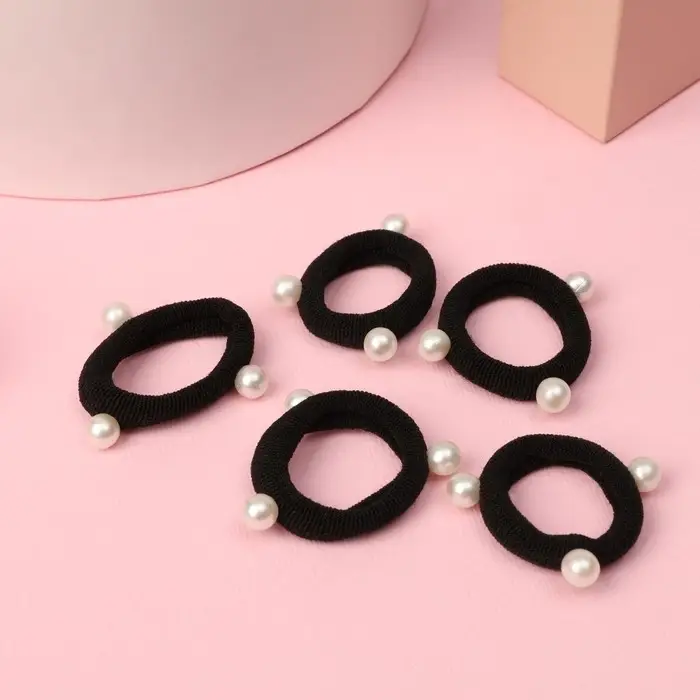 Резинка для волос Резинка для волос "Бусинка" (набор 5 шт) чёрно-белый