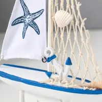 Сувенир дерево "Парусник с морской звездой на парусе" бело-синий 16,5х4,5х27,5 см