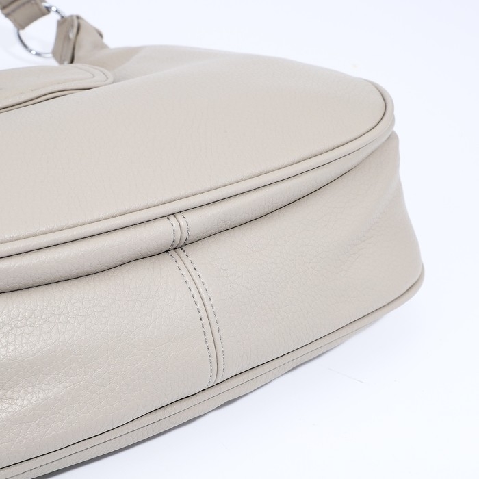 Сумка-мешок на молнии, наружный карман, длинный ремень, цвет серо-бежевый