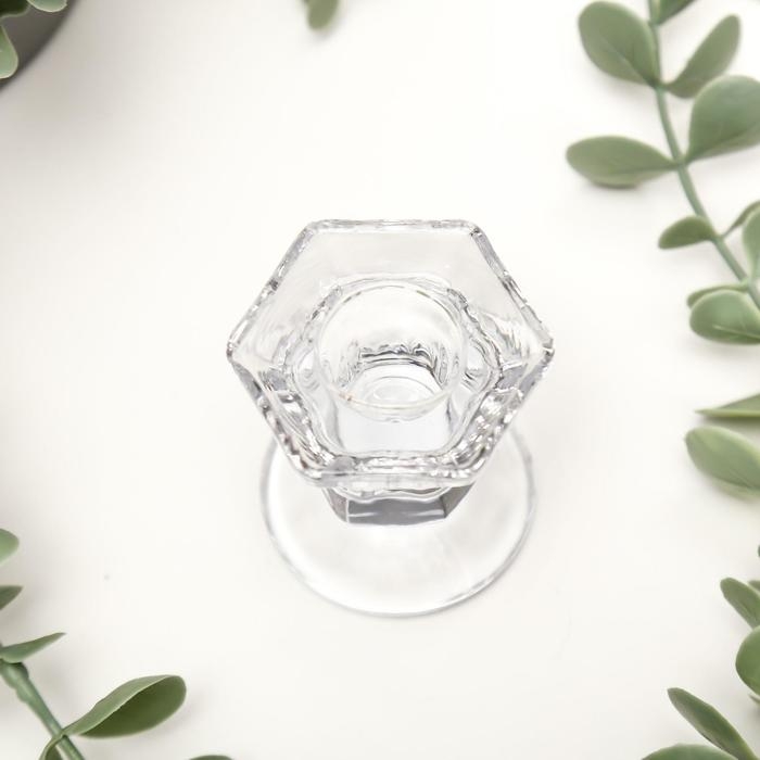 Подсвечник стекло на 1 свечу  Подсвечник стекло на 1 свечу "Юнона", прозрачный 6х5х4,5 см