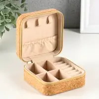 Шкатулка кожзам для украшений "Восточный ковёр" пробка 10х10х5 см