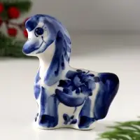 Сувенир Конь с гривой, 8х7,5 см, гжель