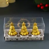 Набор свечей новогодних &laquo;Ёлка золотая&raquo;, 3 шт., 4&times;6 см