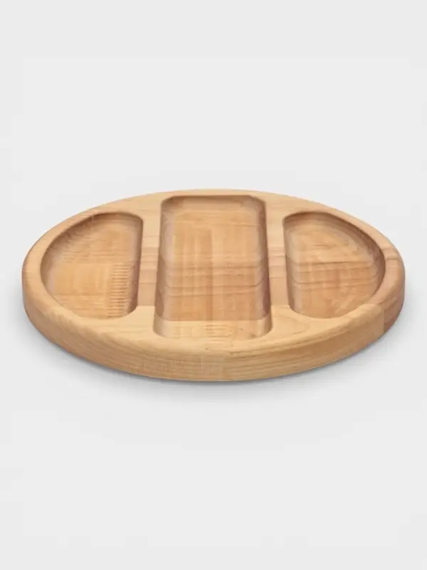 Подарочный набор посуды Adelica &laquo;Бари&raquo;, доска разделочная d=25 см, блюдо для подачи d=24 см, менажница 3 секции d=20 см, подставка, дерево берёза