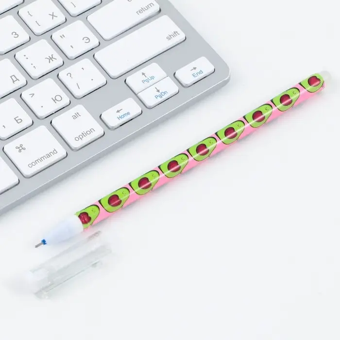 Ручка пиши-стирай, синяя паста, гелевая, 0.5 мм с колпачком «Авокадо»