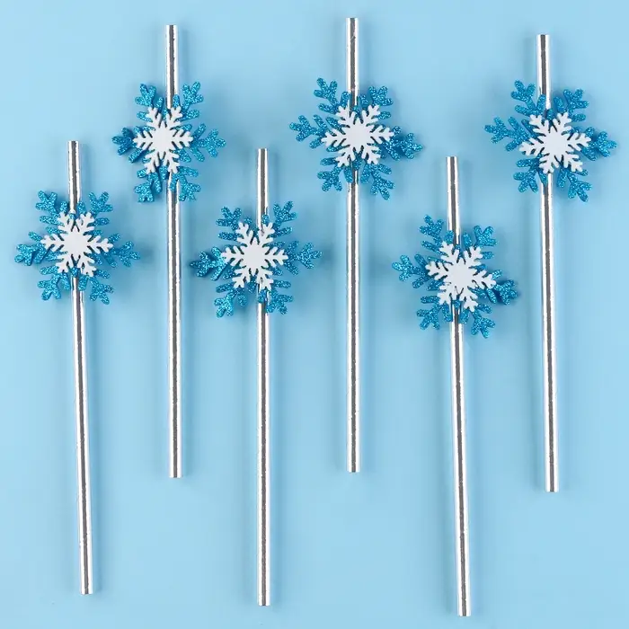 Трубочка двойная снежинка, набор 6 штук Трубочка двойная снежинка, набор 6 штук