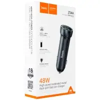 Переходник автомобильного зарядного устройства на Type-C 48W + USB QC3.0 Z54A HOCO серый
