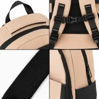 Рюкзак, 27*13*38,5 см, 2 отд 3н/карм, Комби, Водонепрон. дно, бежевый/черн