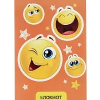 Набор блокнотов 8 шт А6 24л кл на скобе Смайлики, мел карт, бл офс, 4В + ручка МИКС