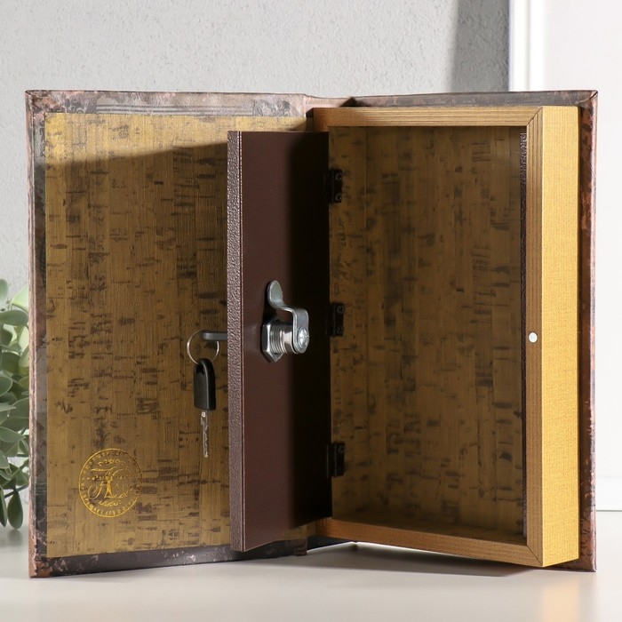 Сейф-книга дерево, кожзам, зеркало Сейф-книга дерево, кожзам, зеркало "Полёт на воздушном шаре" 24х16х5 см