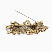 Брошь "Императрица" бутоны роз, цвет светло-коричневый +АВ в чернёном золоте