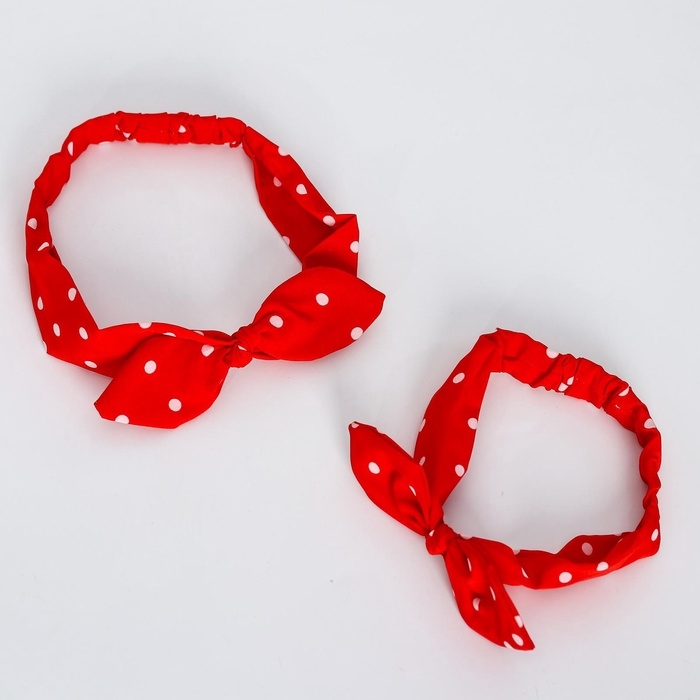 Повязка на голову для мамы и дочки M&B «Family look: горошек» 2 шт., красный