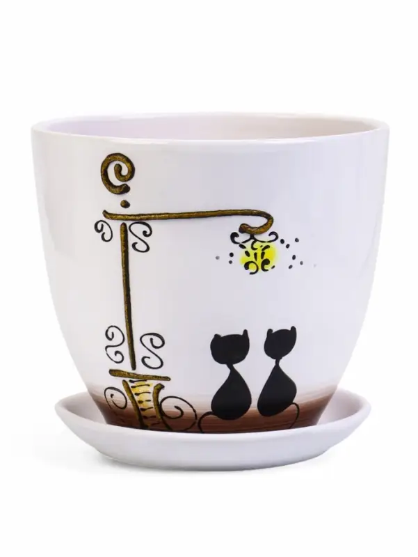 Набор горшков цветочный поддоном 4 шт 0,4 / 1 / 2,5 / 5 л керамика, Вечер Набор горшков цветочный поддоном 4 шт 0,4 / 1 / 2,5 / 5 л керамика, Вечер