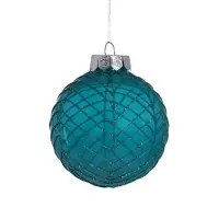 Ёлочные игрушки &laquo;Аустен&raquo;, шары новогодние, d=8 см, 4 шт., паутинка, бирюзовый