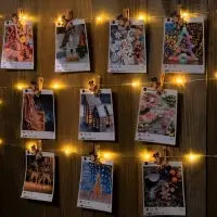 Гирлянда &laquo;Нить&raquo; 2 м, роса с насадками &laquo;Прищепки-оленёнок&raquo;, IP20, серебристая нить, 20 LED, от батареек АА&times;2, свечение тёплое белое