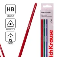 Карандаш чернографитных ErichKrause «Deep Classic triangular», НВ, грифель d=2.2 мм, дерево, трёхгранный, в тубусе, МИКС