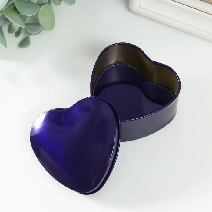 Шкатулка металл под свечу "Сердце. Металлик" фиолет 7х7х3,5 см