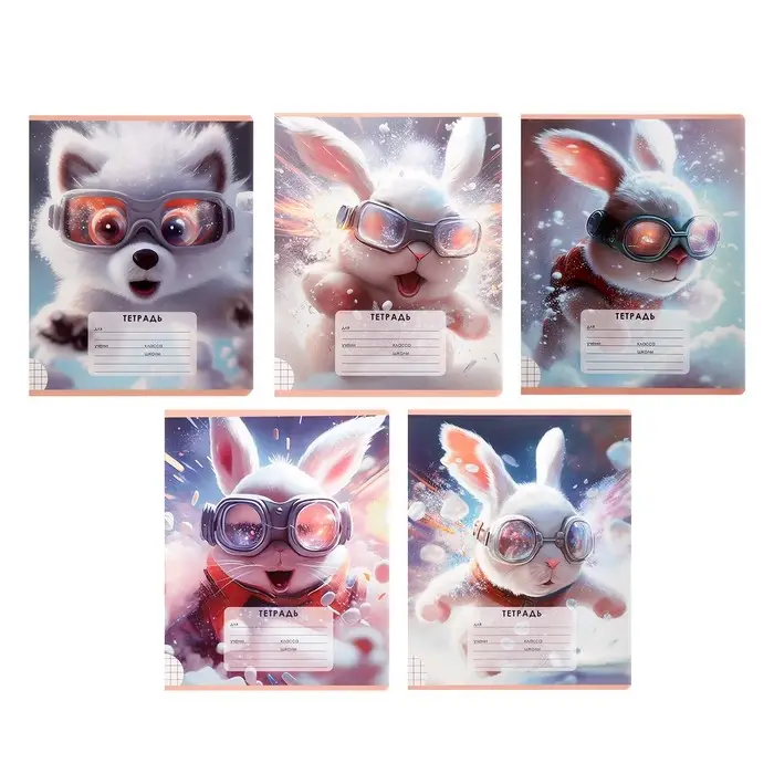 Тетрадь 12 листов в клетку Calligrata "Пушистые друзья", обложка мелованная бумага, ВД-лак, блок офсет, белизна 95%, МИКС